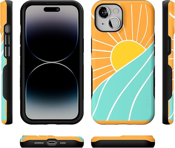 Casely iPhone 14 Case | Waves & Rays | Sunshine | Compatible with MagSafe | Bold Protective Design