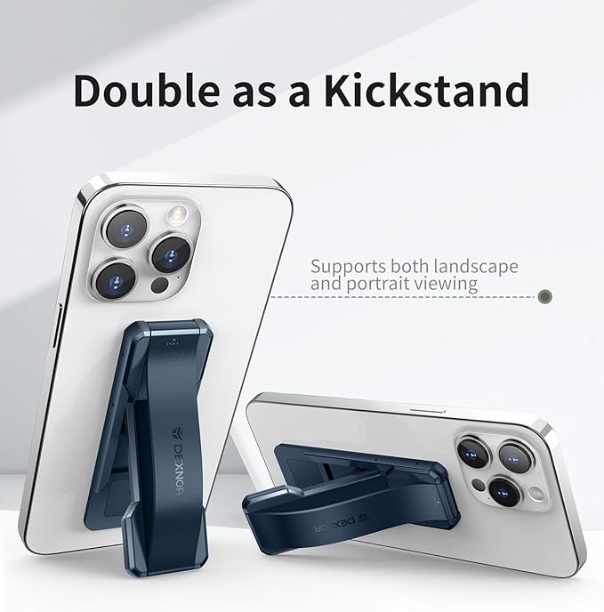 Dexnor New Upgrade Phone Grip, Phone Holder for Hand [2-in-1] Phone Strap with Kickstand Phone Finger Holder Compatible with Most iPhone Samsung Phone Case, Navy Blue