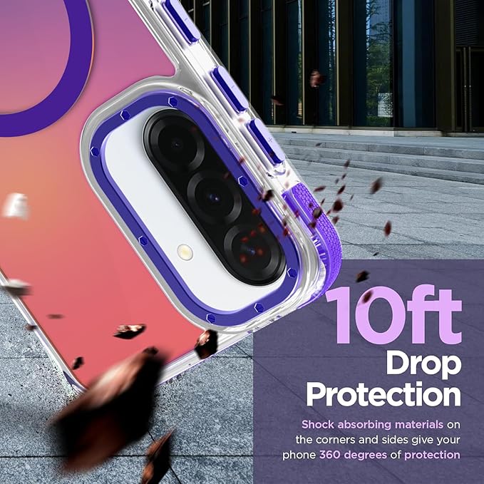 MOWIME Magnetic Case for Samsung Galaxy A36 5G [Compatible with Magsafe] [Cute Fashion Fluorescent Design] [1 Screen Protector] Slim Translucent Matte Case for Galaxy A36 5G 6.7", Purple