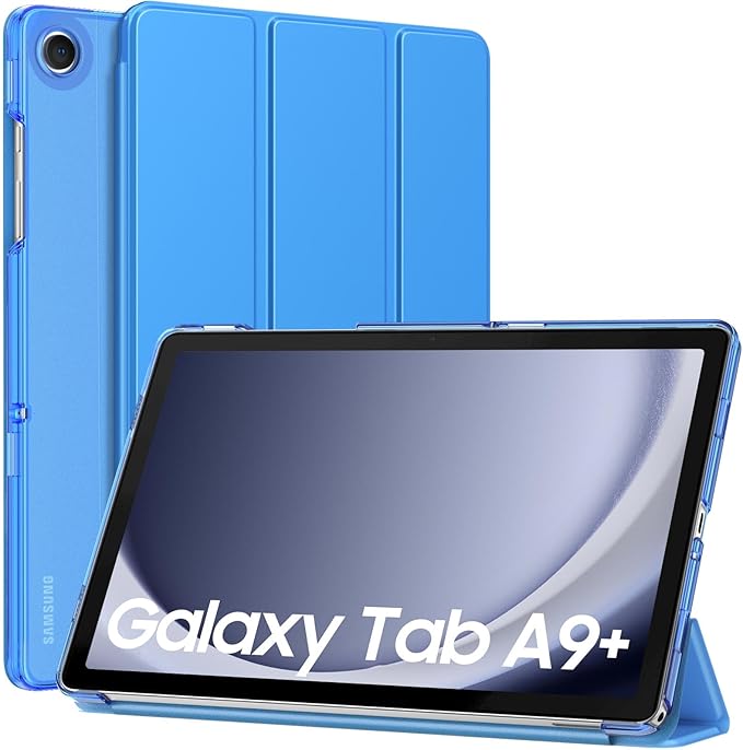 MoKo Case for Galaxy Tab A9+/A9 Plus 11 inch 2023, Slim Stand Protective Smart Cover with Hard PC Translucent Back Shell for Tab A9 Plus Tablet (SM-X210/X216/X218), Auto Wake/Sleep, Blue Wave