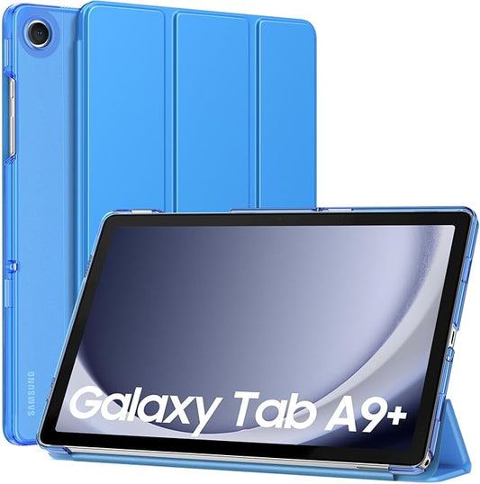 MoKo Case for Galaxy Tab A9+/A9 Plus 11 inch 2023, Slim Stand Protective Smart Cover with Hard PC Translucent Back Shell for Tab A9 Plus Tablet (SM-X210/X216/X218), Auto Wake/Sleep, Blue Wave