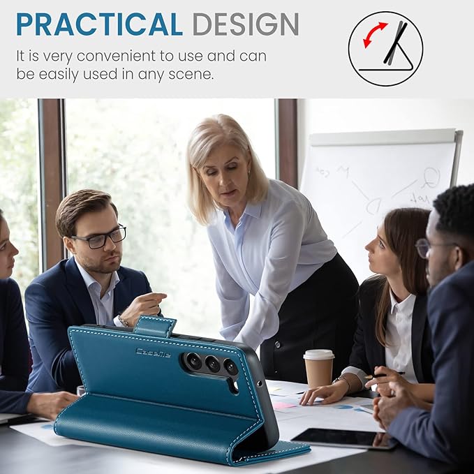 Case for Samsung Galaxy S23 Wallet Case, RFID Blocking PU Leather Flip Folio Cover Card Holder Kickstand Shockproof Phone Case Compatible with Samsung Galaxy S23, Blue