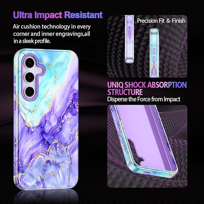 Casetego for Galaxy S25 FE Case,Compatible with MagSafe,[Military Grade Drop Test] Full Body Protection Slim Shockproof Rugged Marble Women Case for Samsung Galaxy S25 FE 6.7 inch,Cobalt Violet