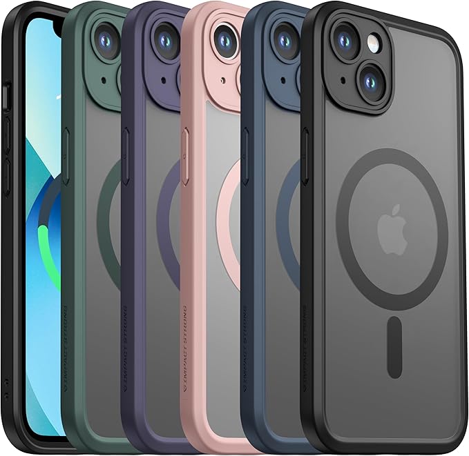 ImpactStrong Magnetic Guard Designed for iPhone 13 Case [Camera Protection] [Military Grade Drop Tested] [Compatible with MagSafe] Slim Translucent Matte Phone Case (6.1") - Navy Blue