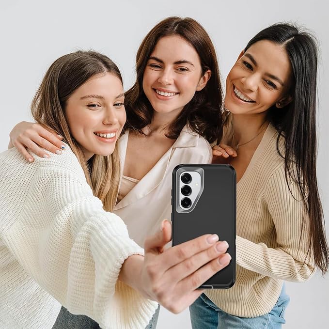 for Samsung Galaxy S25 Case Heavy Duty Protective Case Shockproof Dropproof 3-Layer Full Body Protection [Without Screen Protector] Tough Rugged Case for Galaxy S25,Black/Grey