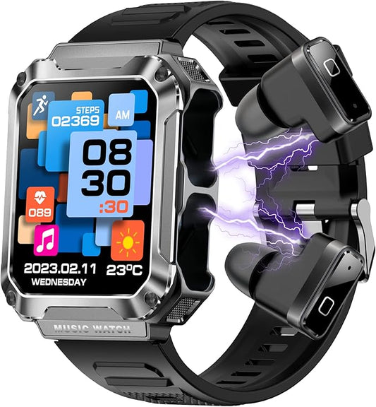 Smart Watch (Answer/Make Calls) for Women Men, Smartwatch with Headphones,110+ Sports Activity Trackers,1.96" HD Fitness Watch with Heart Rate Monitor Sleep Monitor, for iOS Android (Silvery)