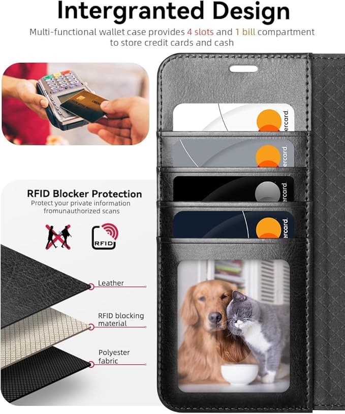 OCASE Compatible with Galaxy S25 Edge Wallet Case, PU Leather Flip Folio Case with Card Holders RFID Blocking Kickstand [Shockproof TPU Inner Shell] Protective Phone Cover 2025, Black