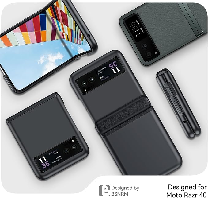 for Motorola Razr 2023 Case, Built-in Screen Protector & Magnetic Hinge Protection & Ultra Thin Matte PC Shockproof Phone Cover Smartphone Case for Moto Razr 2023 Matte Black