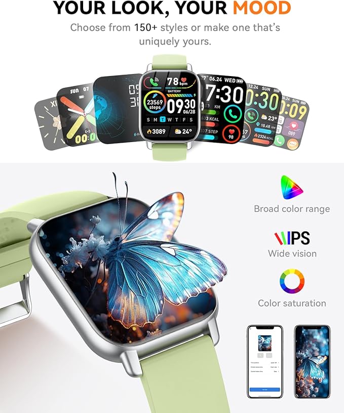 Smart Watches for Men Women(Answer/Make Call), 1.85 inch HD Fitness Tracker Watch with Activity Counter/Sleep Monitor/ 110+ Sports Modes, IP68 Waterproof Smart Watch for Andriod iPhone iOS Compatible