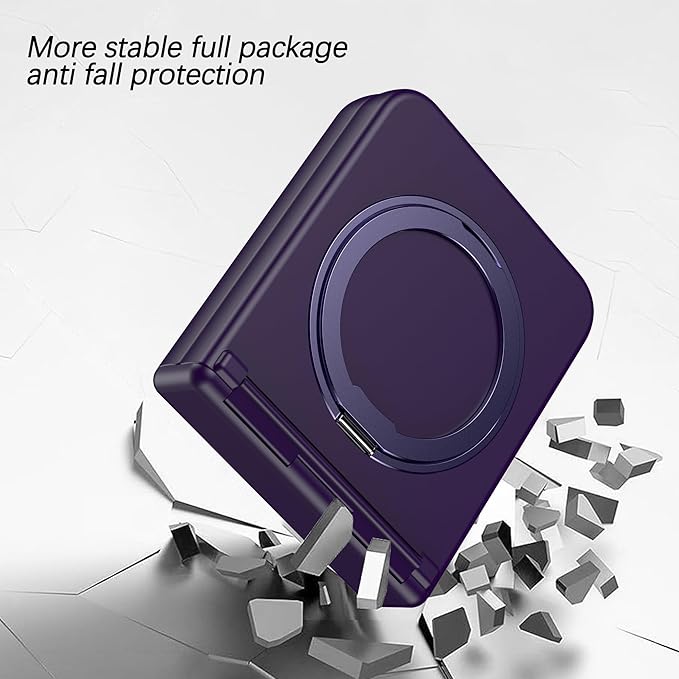 Magnetic Case for Samsung Galaxy Z Flip 6 Compatible with Magsafe, Built-in Kickstand & TPU Hinge Protection Flip 6 Case, Matte PC Cover Ultra Shockproof Phone Case for Z Flip6 (Dark Purple)