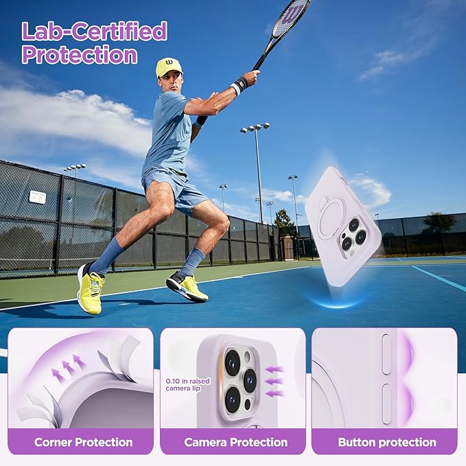 Magnetic Stand for iPhone16 Pro Case with Kickstand 【Lab-Certified Protection】【Not Yellowing】【Anti-Fingerprint】 Durable, Enhanced Grip, Slim，Purple，iPhone 16 Pro 6.3"