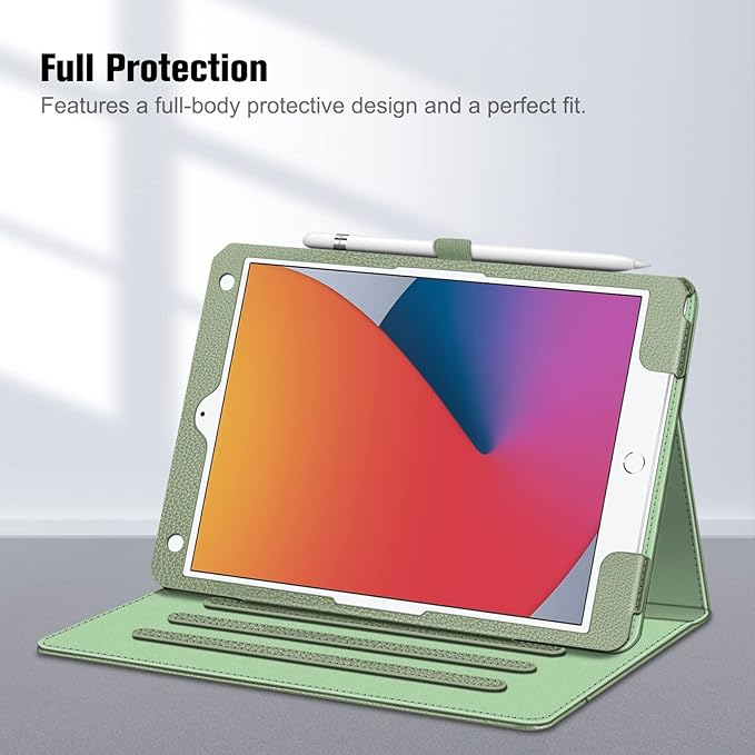 Fintie Case for iPad 9th / 8th / 7th Generation (2021/2020/2019) 10.2 Inch - [Corner Protection] Multi-Angle Viewing Stand Cover with Pocket & Pencil Holder, Auto Sleep Wake, Sage Green