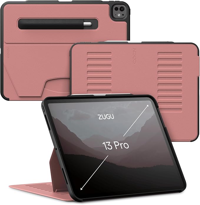 Zugu Case for iPad Pro 13 (M4) 2024, Slim Protective Cover with Apple Pencil Holder, Auto Wake/Sleep, Multiple Viewing Angles, iPad Pro 13 Inch Cover, Phone Protectors, Desert Rose