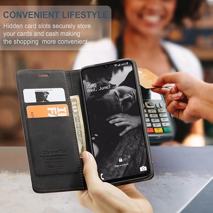 for Samsung Galaxy A23 5G/4G Case, Flip Wallet Leather Case with Card Holder Magnetic Closure Shockproof Kickstand Protective Phone Cases Cover for Samsung A23,Black