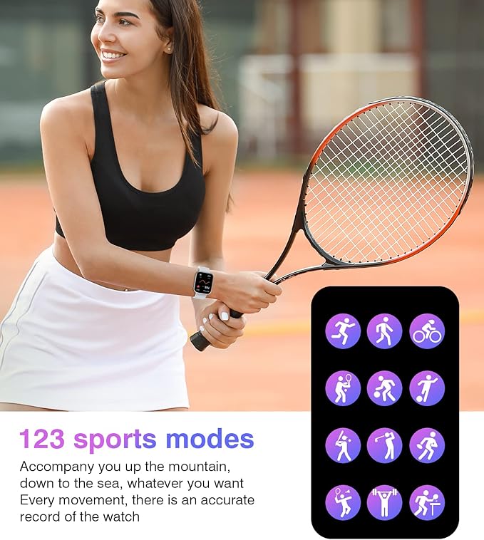 EarlySincere Smart Watches for Women Men, 1.9'' HD Full Touch Screen Fitness Tracker, IP67 Waterproof Smartwatch with Heart Rate,Blood Pressure Blood Oxygen, Sleep Monitor for Android and iPhone