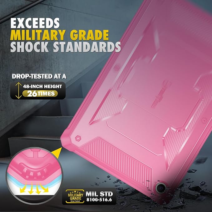 Fintie Shockproof Case for Samsung Galaxy Tab A9 Plus/A9+ 5G 11 Inch 2023 Model (SM-X210/X216/X218), Tuatara Rugged Unibody Hybrid Bumper Kickstand Cover Built-in Screen Protector, Magenta