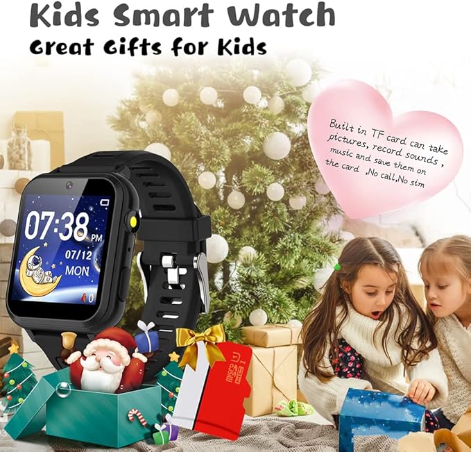 Retysaz Kids Smart Watch,24 Game Smart Watch for Kids, Fashion Smartwatches for Children 3-14 Great Gifts to Girls Boys (Black)