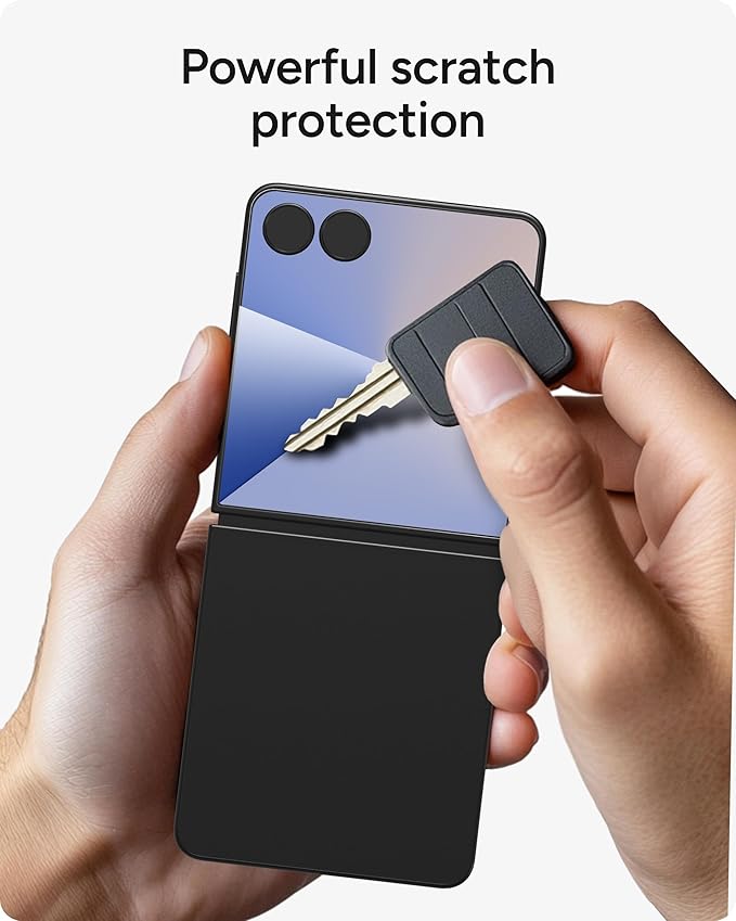 ZAGG Glass+ Samsung Galaxy Z Flip7 Screen Protector (Front Screen Only) – 3x Stronger, Scratch-Resistant, Smudge-Resistant, Fingerprint Scanner Compatible, InvisibleShield, Easy Installation