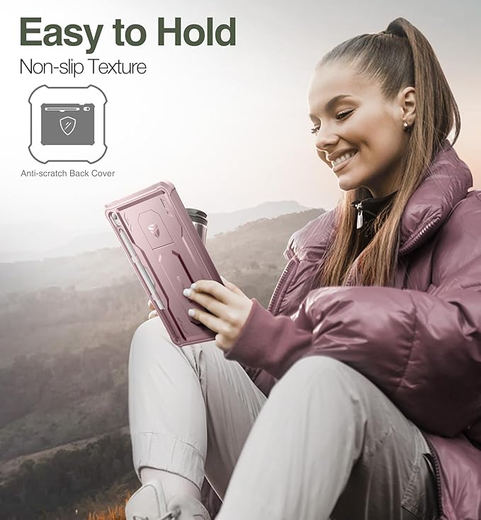 Dexnor Case for Samsung Galaxy Tab S10 Lite /S10 FE/S9 FE 10.9 Inch(2025/2023), [Built in Screen Protector & Kickstand] with Pen Holder Heavy Duty Full Body Cover for S9 FE 5G Tablet Case -Pink