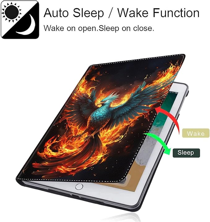 Case for Galaxy Tab A9 Plus ， Auto Sleep/Wake Multi-Angle Viewing Slim Folio Stand Cover for Samsung Galaxy Tab A9+/A9 Plus 11 Inch 2023 (SM-X210/X216/X218), Flaming Phenix