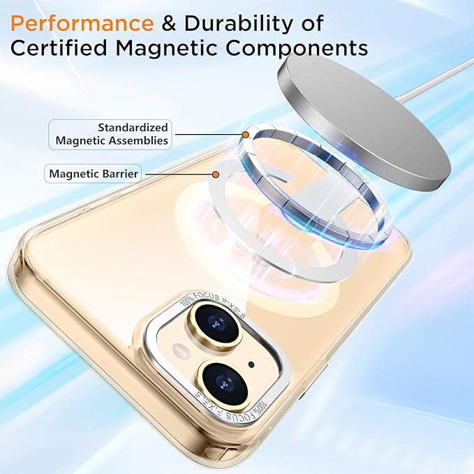 for iPhone 13 Case with Kickstand, [Invisible Stand] Compatible with MagSafe, Anti-Slip Shockproof Military-Grade Protection, Magnetic Slim Phone Case for iPhone 13 Cover (Clear)