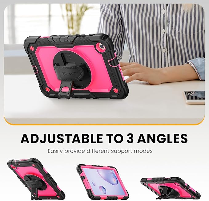 Timecity Case for Galaxy Tab A 8.4 Inch 2020, SM-T307 Case, with Stylus Holder Screen Protector/Swivel Stand/Hand Strap/Shoulder Strap, Heavy Duty Protective Tablet Case for SM-T307U- Rose