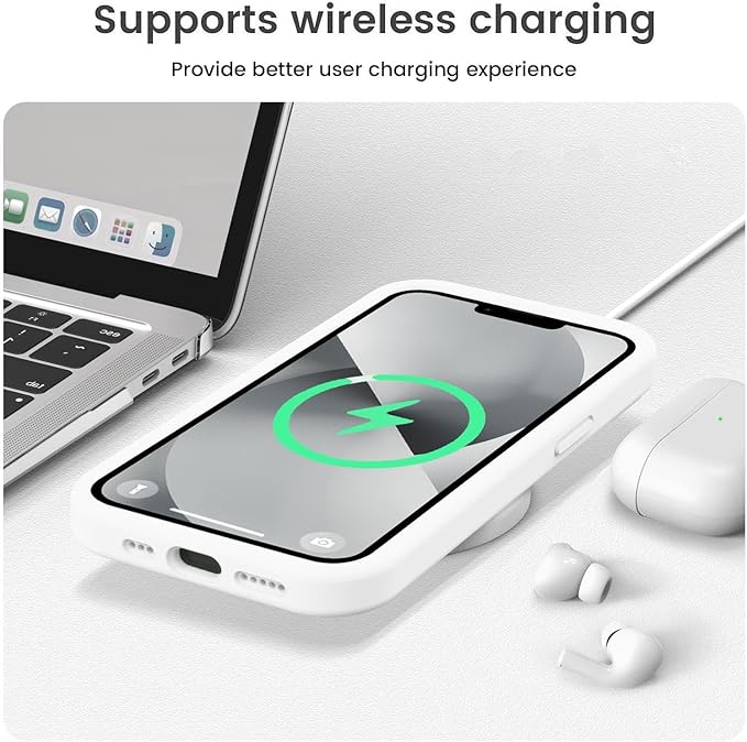 Vooii Compatible with iPhone 13 Case, Liquid Silicone Upgrade [Camera Protection] [Soft Anti-Scratch Microfiber Lining] Shockproof Phone Case for iPhone 13 6.1 inch - White