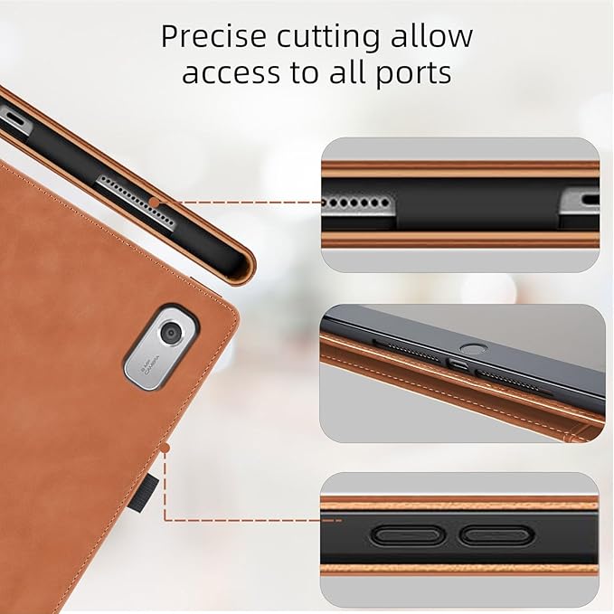 Case for Lenovo Tab M9 9.0 inch 2023 (TB-310FU) / Nook 9" Lenovo Tablet 2024, Multi-Angle Viewing Smart Cover with Pocket, Business PU Leather Flip Stand Cover-Brown