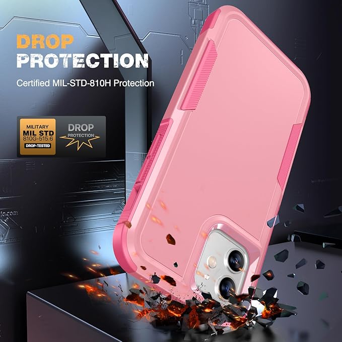 Diaclara Designed for iPhone 12 Case/iPhone 12 Pro Case, [with Privacy Screen Protector] [Anti Spy] [Military Grade Drop Protection] Heavy Duty Full-Body Shockproof Phone Case, Pink