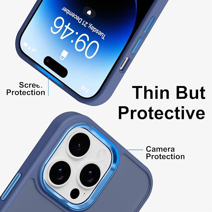 ZIYE Blue Case for iPhone 14 Pro Max Case with Stand [Compatible with MagSafe] Slim Heavy Duty Protection Military Grade Shockproof Magnetic Cover with 360 Rotatable Ring Kickstand for Women Men