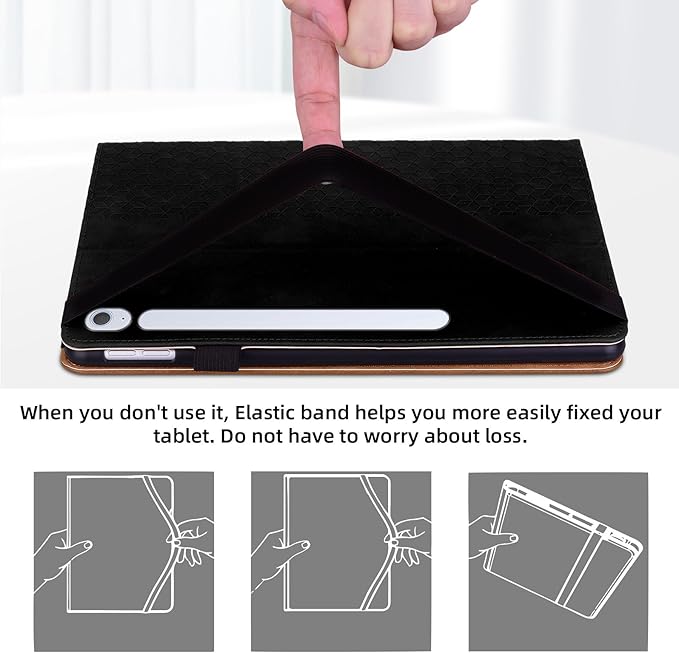 Case for Samsung Galaxy Tab S10 Fe Plus 13.1" 2025, PU Leather Folio Business Protective, Multi-Angle Viewing Stand with Front Pocket, Hand Strap for Galaxy S10 FE+ Black