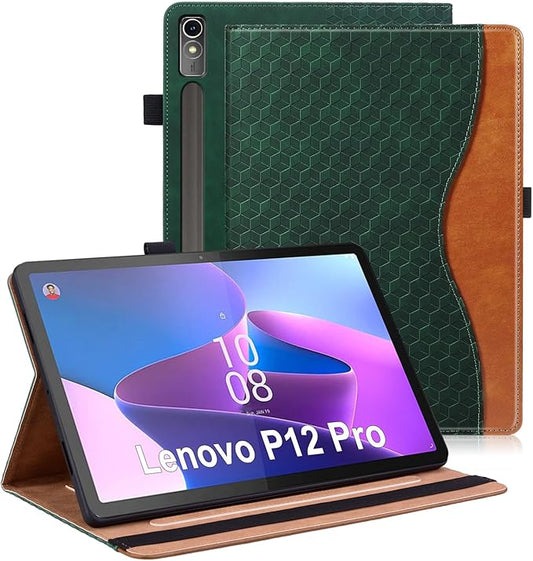 Case for Lenovo Xiaoxin Pad Pro 12.7" 2025 Retro Folio Cover for Xiaoxin Pad Pro 12.7 inch with Hand Strap,Multi-Angle Stand Cover PU Leather with Card Pocket,Retro Green