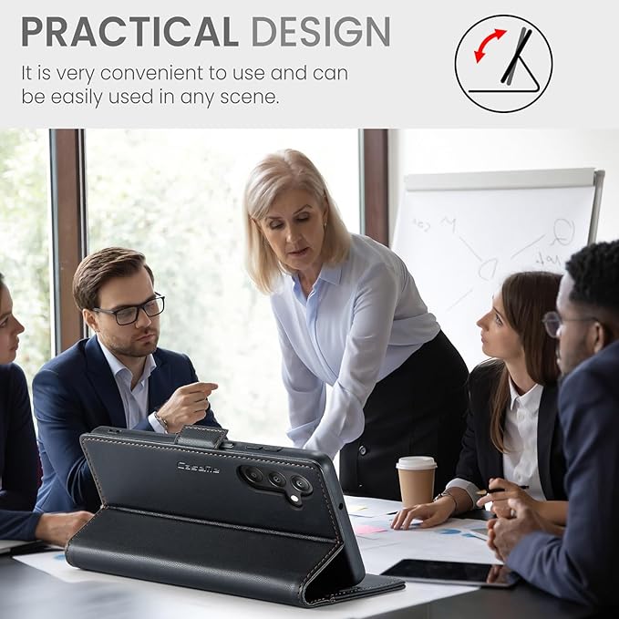 for Samsung Galaxy A25 5G Case, Premium PU Leather Wallet Case Flip Cover with [RFID Blocking][Card Holder][Stand Function] Shockproof Protective for Samsung Galaxy A25, Black