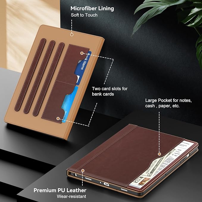 OKP Case for Samsug Galaxy Tab A9+ Plus 11 inch 2024(SM-X210/X216/X218), PU Leather Folio Cover with Multi-Angle Stand//Pen Holder, Auto Wake/Sleep Case for Galaxy A9+ 11" Tablet (Brown)