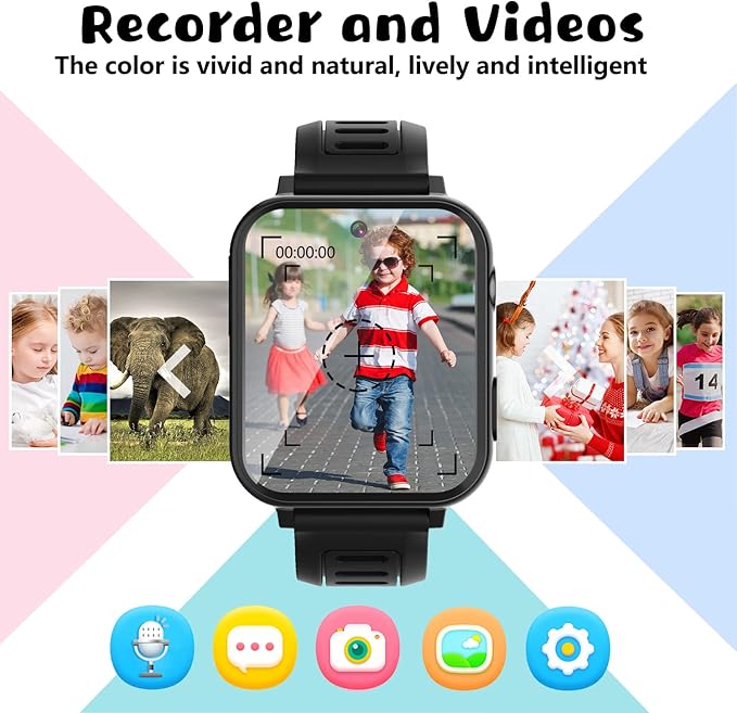 Retysaz Kids Smart Watch,24 Game Smart Watch for Kids, Fashion Smartwatches for Children 3-14 Great Gifts to Girls Boys (Black)