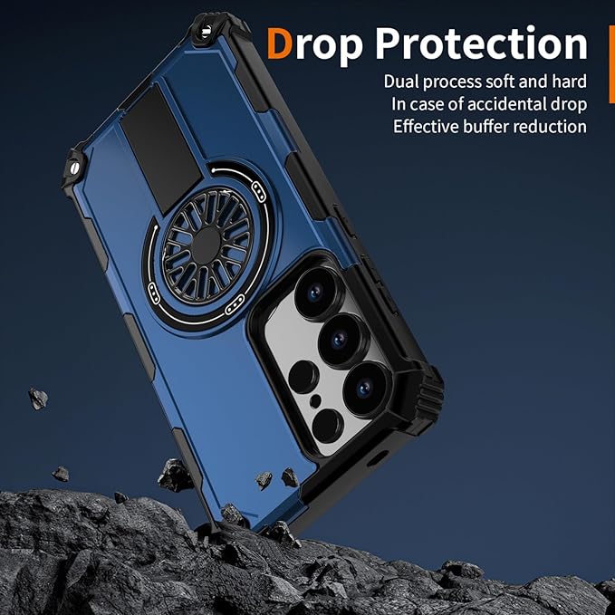 Magnetic Case for Galaxy S25 Ultra, Built-in Stand [Compatible with Mag-Safe] Shockproof Protective Cover Case for Samsung Galaxy S25 Ultra Blue