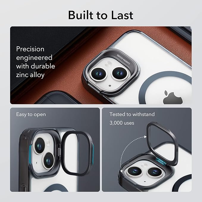 ESR for iPhone 13 Case/iPhone 14 Case, Compatible with MagSafe, Built-in Camera Ring Stand, Military-Grade Protection, Magnetic Phone Case for iPhone 13/14, Classic Series, Clear Black