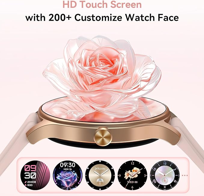 Smart Watches for Women (2 Bands), 40mm Stylish Fitness Watch for Android iPhone with Bluetooth Calls (Make/Answer), AI Voice Command, Heart Rate/SpO2/Sleep Monitor, 7 Days Battery, IP68 Waterproof