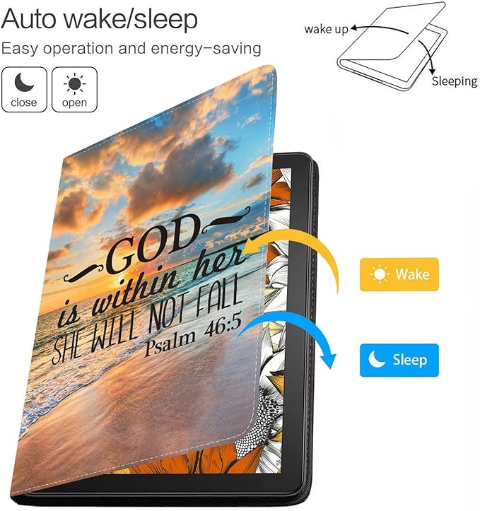 Case for Samsung Galaxy Tab A9 Plus 11 Inch 2023 Model (SM-X210/X216/X218), Slim Lightweight PU Leather Stand Cover with Auto Wake/Sleep - Bible Verse Psalm 46:5