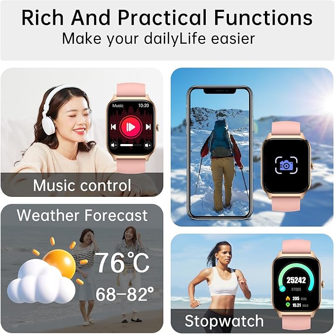 Smart Watch for Women Fitness Tracker: Waterproof Make/Answer Call Smart Watches for Women Running Digital Mens Watches Step Smartwatch Android Phones iPhone Samsung Compatible Heart Rate Monitor