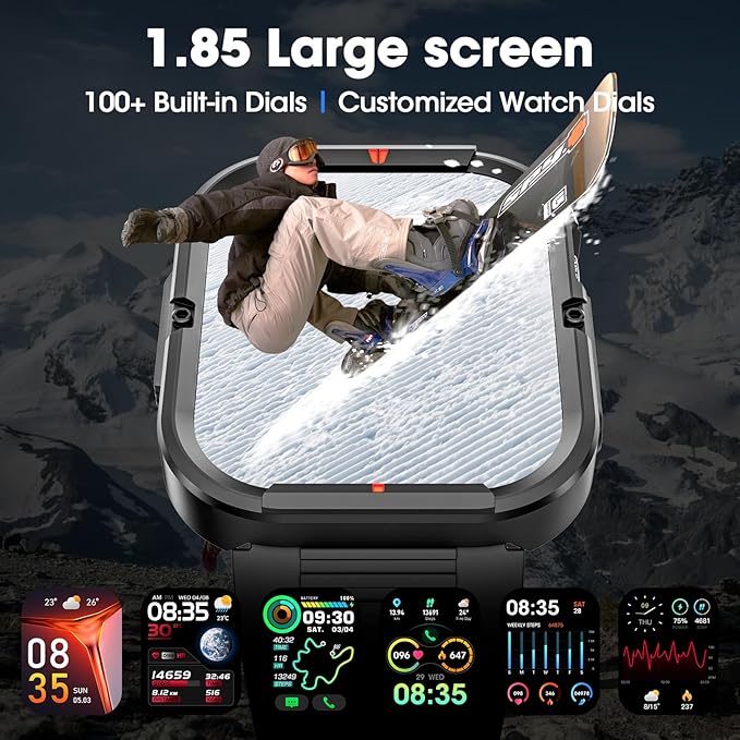 Smart Watches for Women with Android Samsung iPhone Compatible[Calls/Answer] 1.85" Smartwatch with Sleep/Heart Rate Monitor,100+ Sports Fitness Tracker,Pedometer for Steps Miles (Black-red)