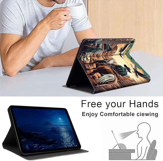 Case for Samsung Galaxy Tab S10 FE/ S9 FE 5G 10.9 Inch/Tab S9 11 Inch, Slim PU Leather Stand Cover with Auto Wake/Sleep, Multi-Angle Viewing & Shockproof, Cowboy on Horseback