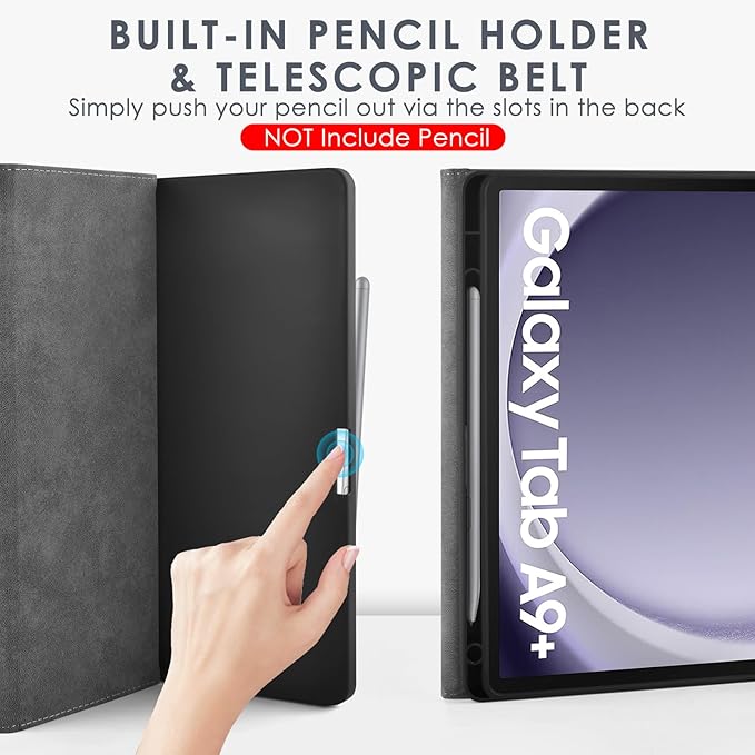 DETUOSI for Samsung Galaxy Tab A9+/A9 Plus 11 inch 2023 Case 5g (SM-X210/X216/X218) Premium Leather Folio Stand Protective Cover Auto Wake/Sleep with Pencil Holder Blue Marble