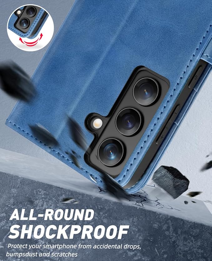 OCASE Compatible with Galaxy S24 5G Wallet Case, PU Leather Flip Folio Case with Card Holders RFID Blocking Kickstand [Shockproof TPU Inner Shell] Phone Cover (2024), Light Blue