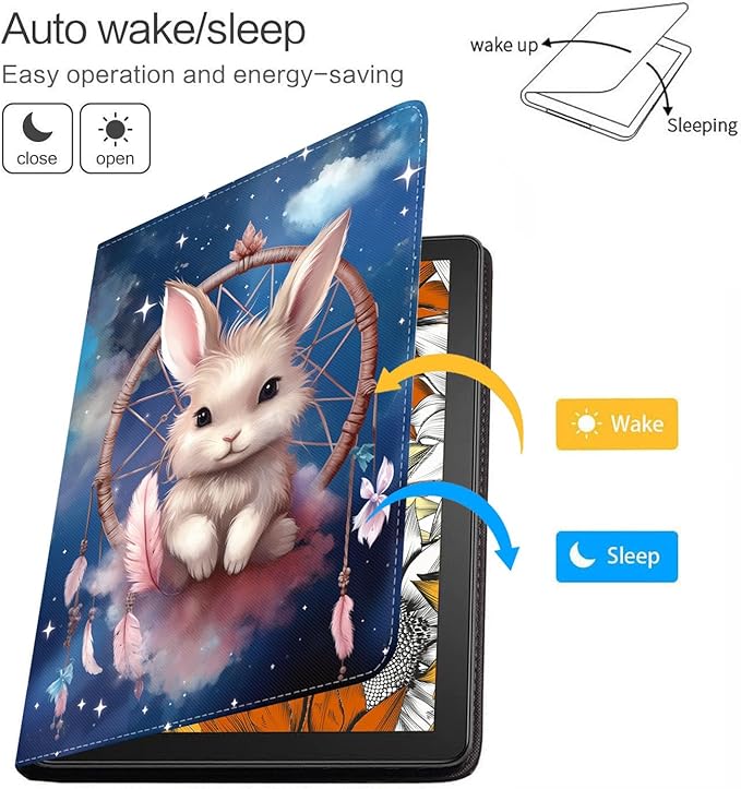 Case for Samsung Galaxy Tab A 10.1 2019 (SM-T510/T515/T517), Slim Lightweight PU Leather Stand Cover with Auto Wake/Sleep for Galaxy Tab A 10.1 Inch, Dream Catcher Rabbit