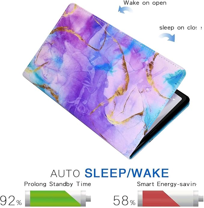 DTangLsm Case for Samsung Galaxy Tab A9 Plus/ A9+ 11 inch 2023 (SM-X210/X216/X218) Multi-Angles Viewing PU Leather Folio Stand Cover for Galaxy Tab A9+ Case with Pencil Holder, Purple Marble