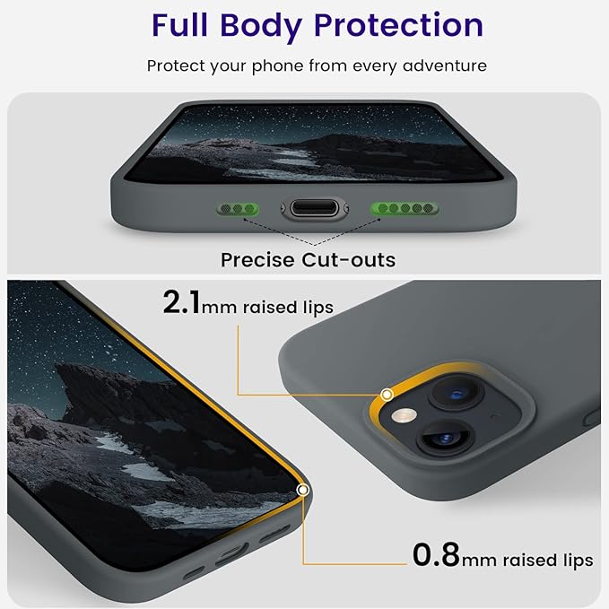 OTOFLY Designed for iPhone 14 Case, Silicone Shockproof Slim Thin Phone Case for iPhone 14 6.1 inch (Space Gray)