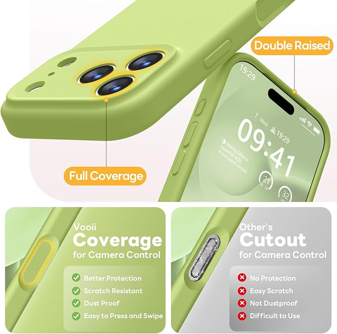 Vooii Magnetic Compatible with iPhone 17 Pro Case (Compatible with Magsafe) (Upgraded Camera Protection) Liquid Silicone Shockproof Full Body Protective Phone Cover for Women Men, Cedar Green, 6.3”