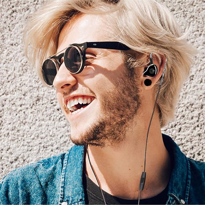 in Ear Monitor Headphones, HiFi Stereo IEM Earphones, Dynamic Dual Driver Wired Earbuds with Detachable Cable, Noise Canceling Headset for Singers Musicians Drummers Audiophile (Black)