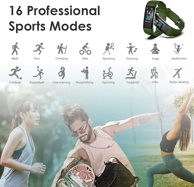 Fitness Tracker for Men and Women,Fitness Watch Waterproof with Activity Tracker and Sleep Monitor,Smart Watch for Android and iOS Phones (Olive)…